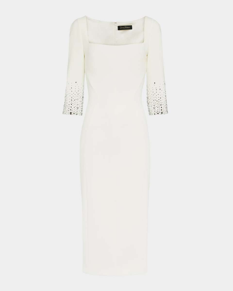 Rosebud Crystal 3/4-Sleeve Sheath Dress